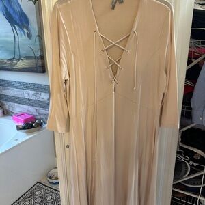 Blush Lace-Up Midi Dress